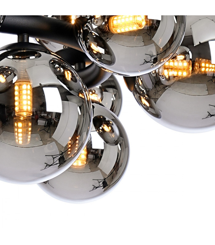 Marshall Circular Ceiling Pendant 16 Light G9 Satin Black Chrome Plated Glass-7