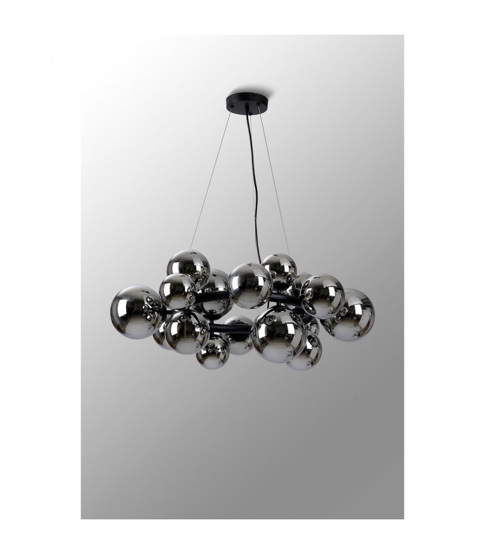Marshall Circular Ceiling Pendant 16 Light G9 Satin Black Chrome Plated Glass-8