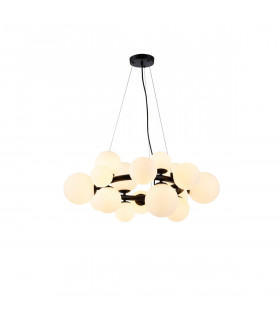 Marshall Circular Ceiling Pendant 16 Light G9 Satin Black Opal Glass-1