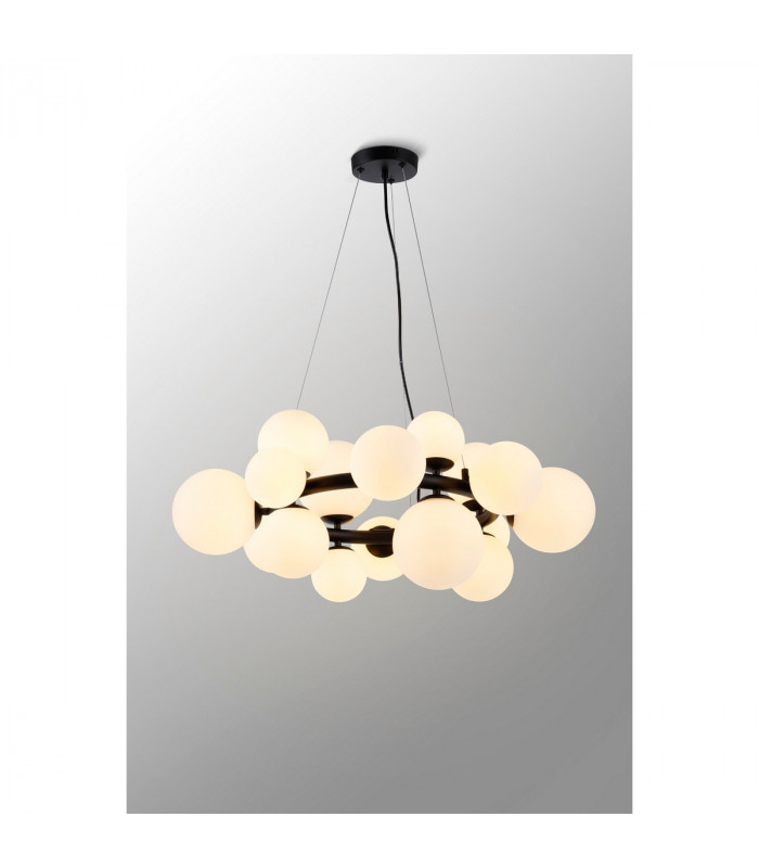 Marshall Circular Ceiling Pendant 16 Light G9 Satin Black Opal Glass-3