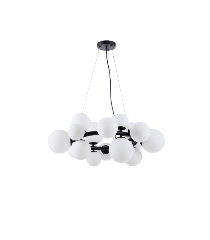 Marshall Circular Ceiling Pendant 16 Light G9 Satin Black Opal Glass-4