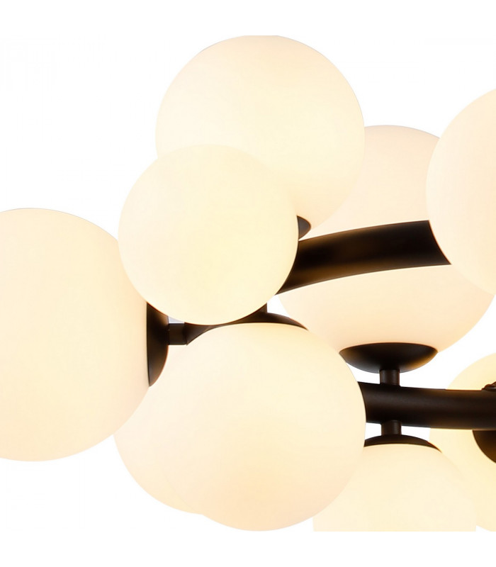 Marshall Circular Ceiling Pendant 16 Light G9 Satin Black Opal Glass-6