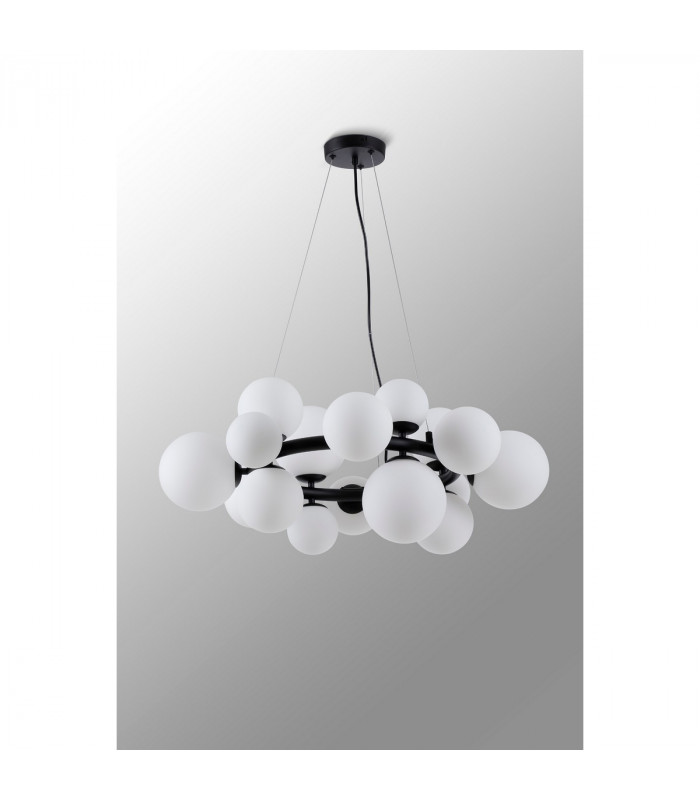 Marshall Circular Ceiling Pendant 16 Light G9 Satin Black Opal Glass-8