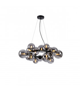 Marshall Circular Ceiling Pendant 16 Light G9 Satin Black Smoke Plated Glass-1