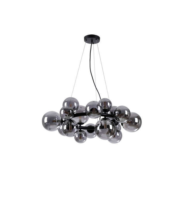 Marshall Circular Ceiling Pendant 16 Light G9 Satin Black Smoke Plated Glass-4