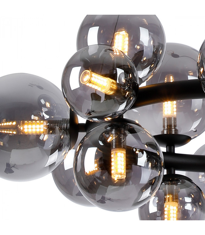 Marshall Circular Ceiling Pendant 16 Light G9 Satin Black Smoke Plated Glass-6