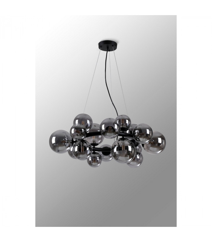 Marshall Circular Ceiling Pendant 16 Light G9 Satin Black Smoke Plated Glass-8