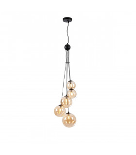 Marshall Ceiling Pendant 5 Light G9 Satin Black Amber Plated Glass-1