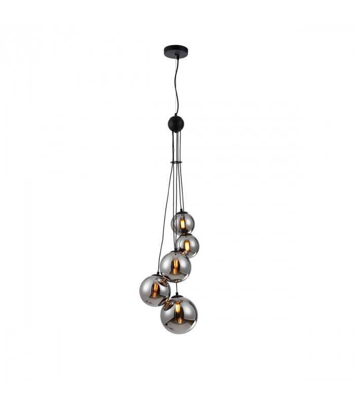 Marshall Ceiling Pendant 5 Light G9 Satin Black Chrome Plated Glass-1