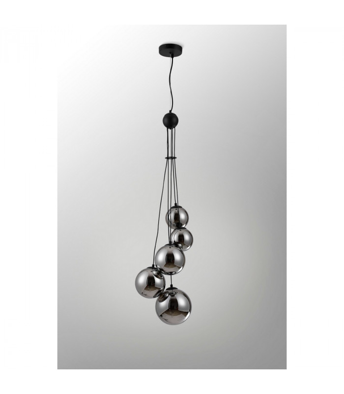 Marshall Ceiling Pendant 5 Light G9 Satin Black Chrome Plated Glass-8