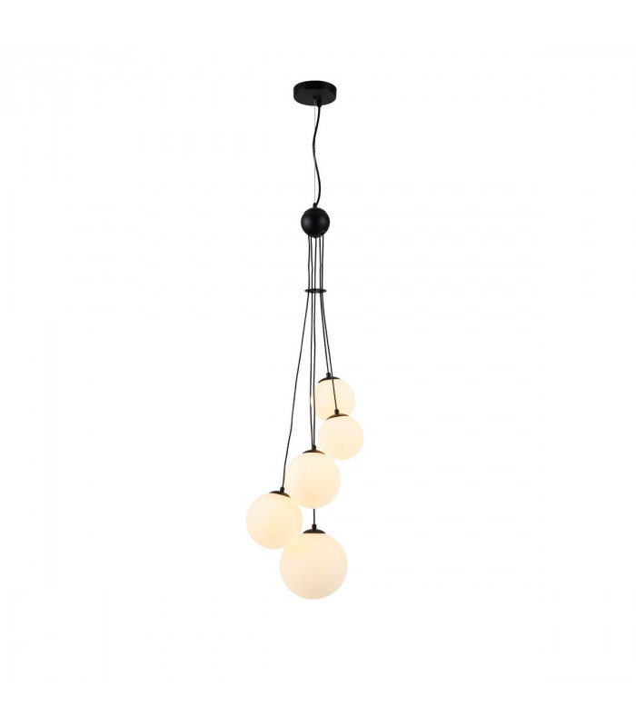 Marshall Ceiling Pendant 5 Light G9 Satin Black Opal Glass-1