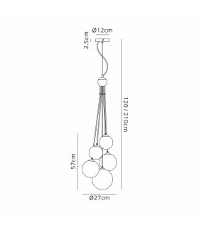 Marshall Ceiling Pendant 5 Light G9 Satin Black Opal Glass-2