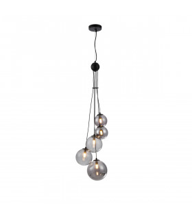 Marshall Ceiling Pendant 5 Light G9 Satin Black Smoke Plated Glass-1