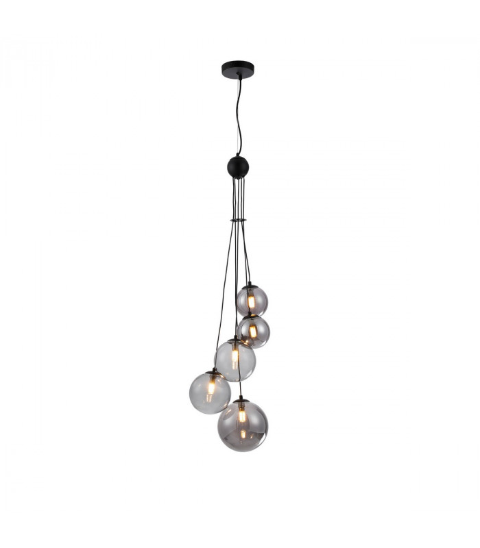 Marshall Ceiling Pendant 5 Light G9 Satin Black Smoke Plated Glass-1
