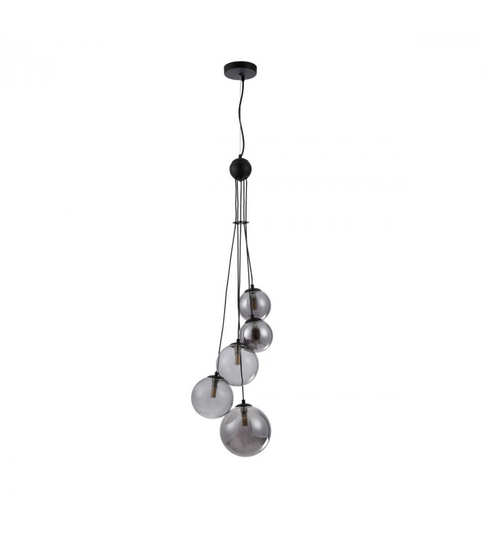 Marshall Ceiling Pendant 5 Light G9 Satin Black Smoke Plated Glass-4