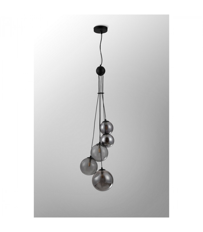 Marshall Ceiling Pendant 5 Light G9 Satin Black Smoke Plated Glass-8
