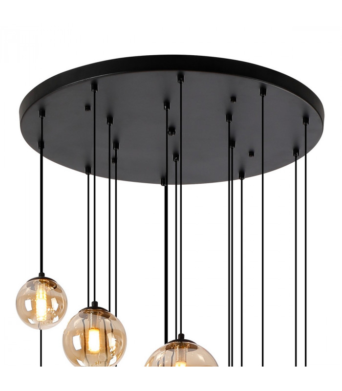 Marshall Ceiling Pendant 16 Light G9 Satin Black Amber Plated Glass-7