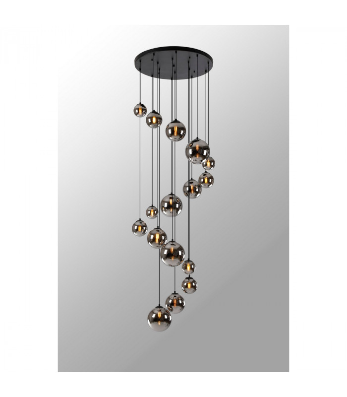 Marshall Ceiling Pendant 16 Light G9 Satin Black Chrome Plated Glass-3