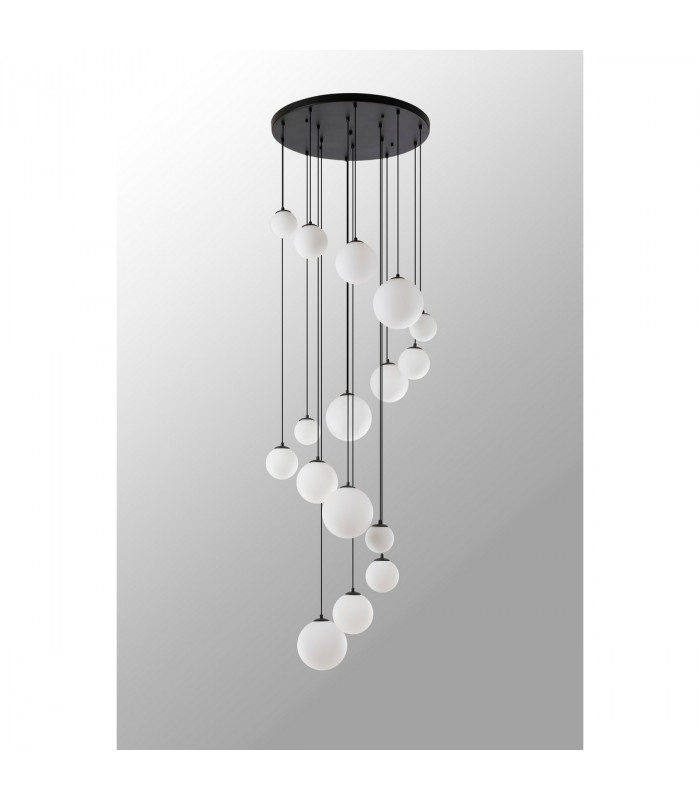 Marshall Ceiling Pendant 16 Light G9 Satin Black Opal Glass-9