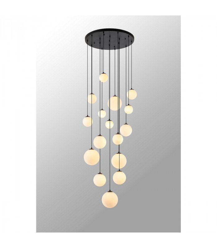 Marshall Ceiling Pendant 16 Light G9 Satin Black Opal Glass-10