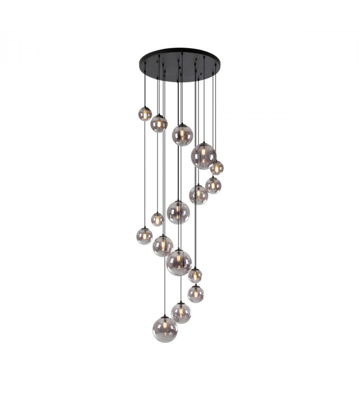 Marshall Ceiling Pendant 16 Light G9 Satin Black Smoke Plated Glass-1