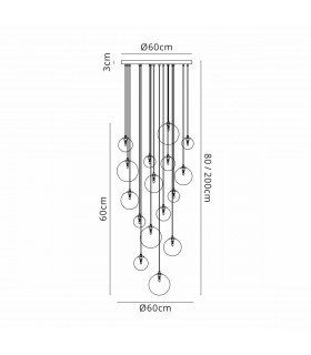Marshall Ceiling Pendant 16 Light G9 Satin Black Smoke Plated Glass-2