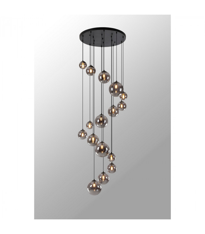 Marshall Ceiling Pendant 16 Light G9 Satin Black Smoke Plated Glass-3
