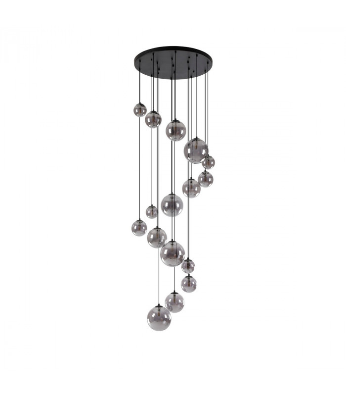 Marshall Ceiling Pendant 16 Light G9 Satin Black Smoke Plated Glass-4