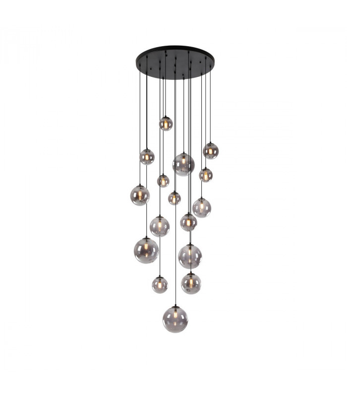 Marshall Ceiling Pendant 16 Light G9 Satin Black Smoke Plated Glass-5