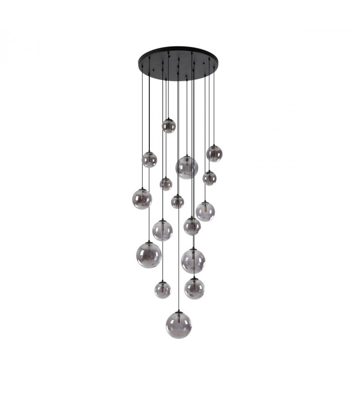 Marshall Ceiling Pendant 16 Light G9 Satin Black Smoke Plated Glass-6