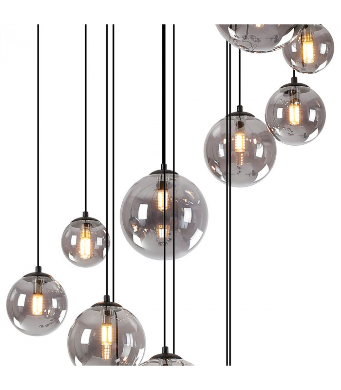 Marshall Ceiling Pendant 16 Light G9 Satin Black Smoke Plated Glass-8