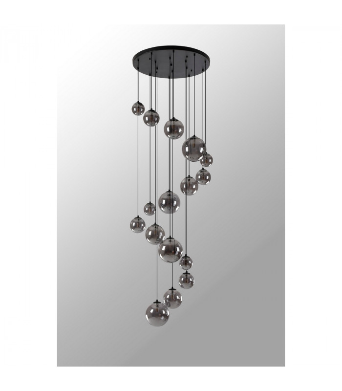 Marshall Ceiling Pendant 16 Light G9 Satin Black Smoke Plated Glass-9