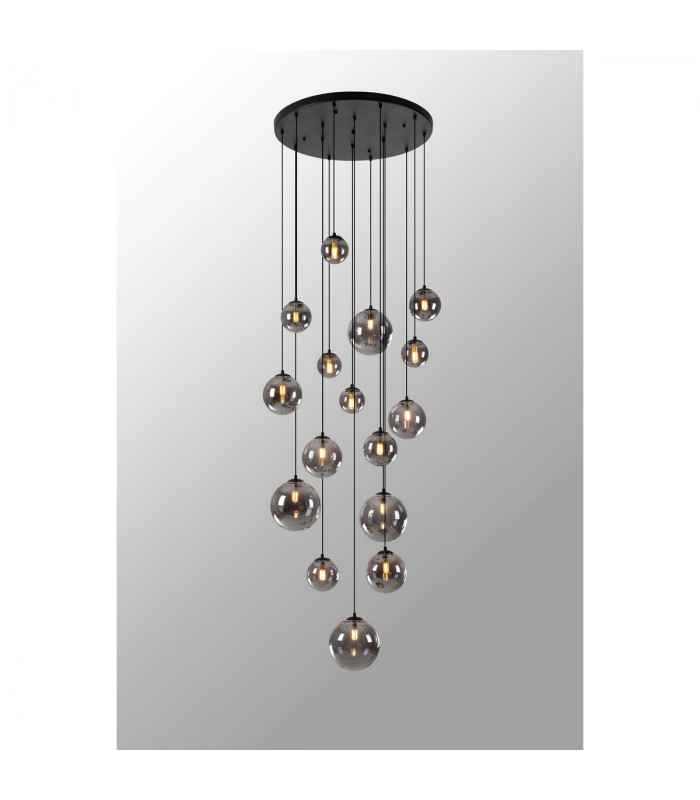 Marshall Ceiling Pendant 16 Light G9 Satin Black Smoke Plated Glass-10