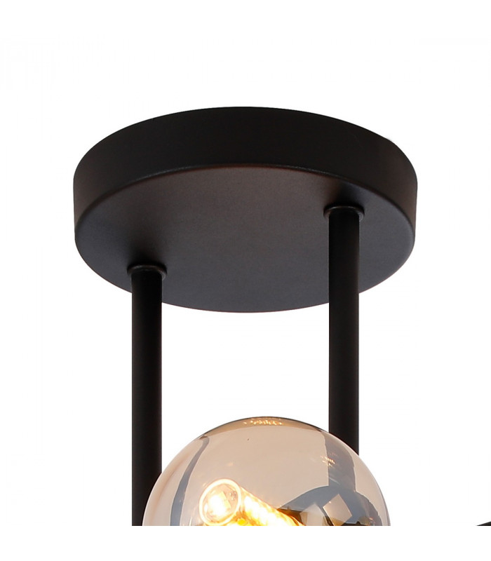Marshall Semi Flush Ceiling Lamp 6 Light G9 Satin Black Amber Plated Glass-5