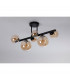 Marshall Semi Flush Ceiling Lamp 6 Light G9 Satin Black Amber Plated Glass-8