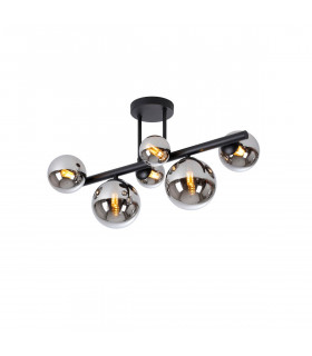 Marshall Semi Flush Ceiling Lamp 6 Light G9 Satin Black Chrome Plated Glass-1