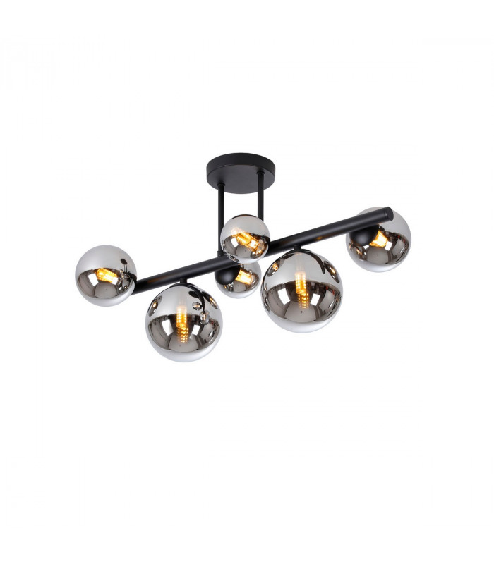 Marshall Semi Flush Ceiling Lamp 6 Light G9 Satin Black Chrome Plated Glass-1