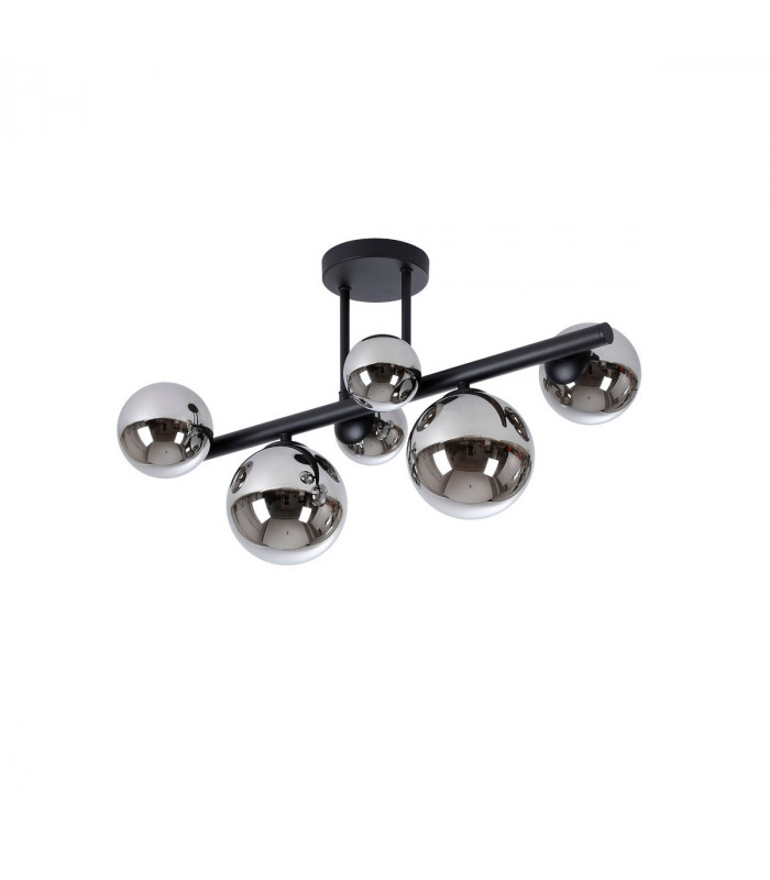 Marshall Semi Flush Ceiling Lamp 6 Light G9 Satin Black Chrome Plated Glass-4