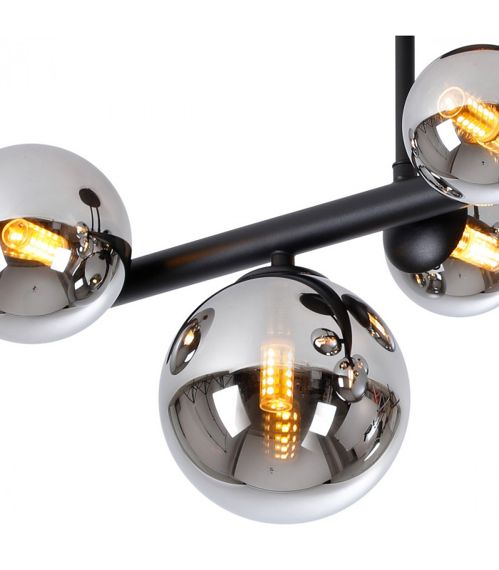 Marshall Semi Flush Ceiling Lamp 6 Light G9 Satin Black Chrome Plated Glass-6