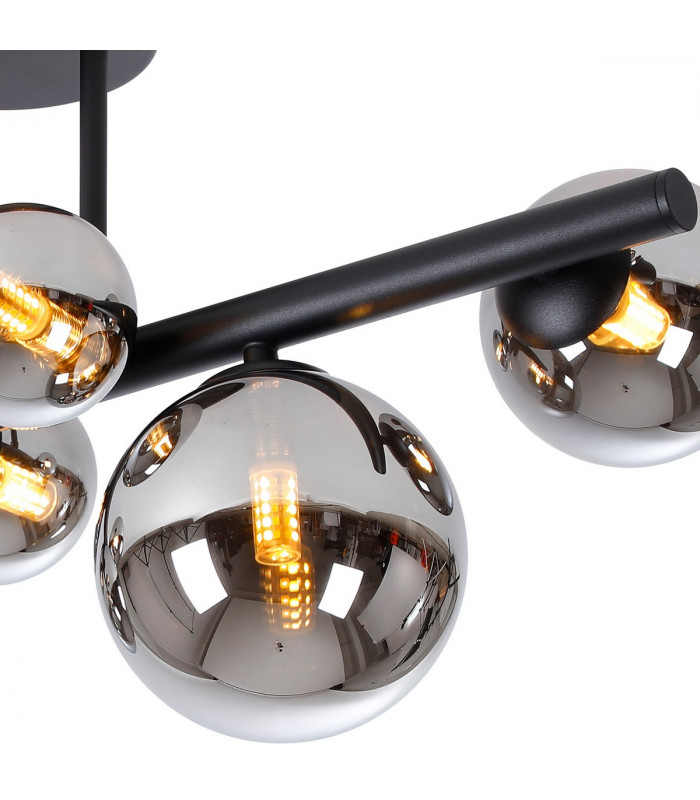 Marshall Semi Flush Ceiling Lamp 6 Light G9 Satin Black Chrome Plated Glass-7
