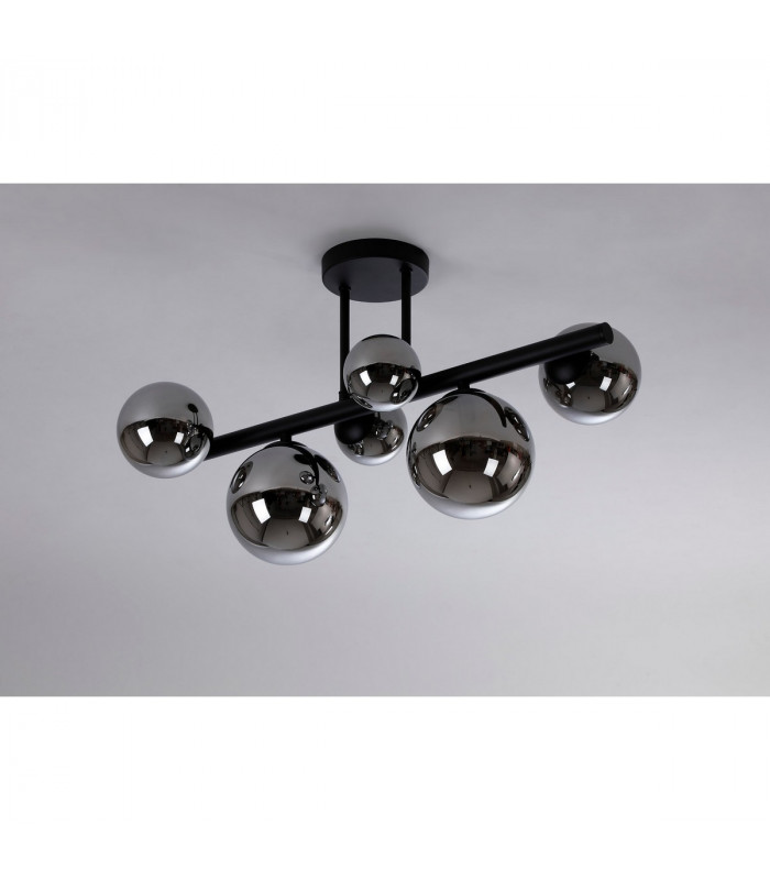 Marshall Semi Flush Ceiling Lamp 6 Light G9 Satin Black Chrome Plated Glass-8