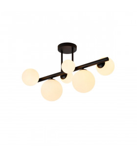 Marshall Semi Flush Ceiling Lamp 6 Light G9 Satin Black Opal Glass-1