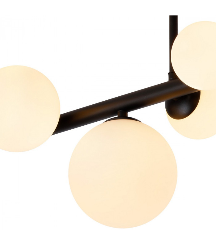 Marshall Semi Flush Ceiling Lamp 6 Light G9 Satin Black Opal Glass-6