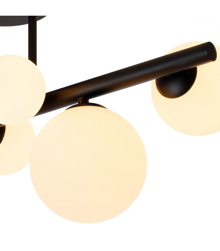 Marshall Semi Flush Ceiling Lamp 6 Light G9 Satin Black Opal Glass-7