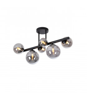 Marshall Semi Flush Ceiling Lamp 6 Light G9 Satin Black Smoke Plated Glass-1