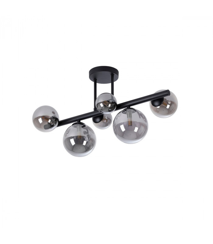 Marshall Semi Flush Ceiling Lamp 6 Light G9 Satin Black Smoke Plated Glass-4