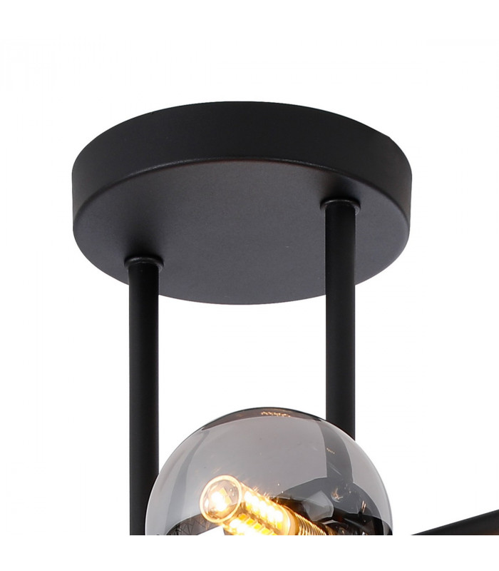 Marshall Semi Flush Ceiling Lamp 6 Light G9 Satin Black Smoke Plated Glass-5