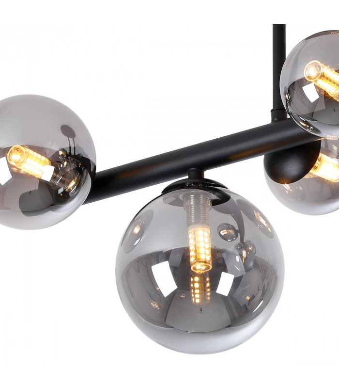 Marshall Semi Flush Ceiling Lamp 6 Light G9 Satin Black Smoke Plated Glass-6