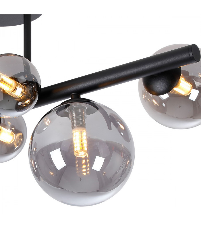 Marshall Semi Flush Ceiling Lamp 6 Light G9 Satin Black Smoke Plated Glass-7