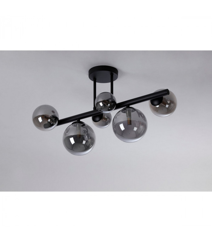 Marshall Semi Flush Ceiling Lamp 6 Light G9 Satin Black Smoke Plated Glass-8